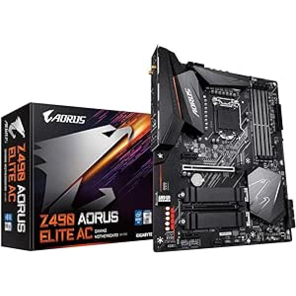 GIGABYTE Z490 AORUS Elite AC Intel LGA 1200 ATX mātesplate (12+1 fāzes, Intel 2.5GbE LAN, HDMI, USB 3.2 Gen2, USB Type-C, RGB Fusion 2.0)