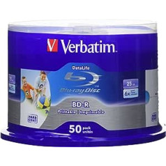 Verbatim 43812 BD-R Datalife 25GB 6x Schreibgeschwindigkeit Rohlinge bedruckbar 50er Spindel