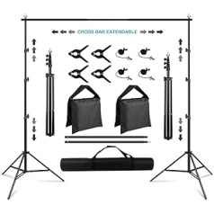 SEDGEWIN Backdrop Stand 8.5 x 10 ft, Adjustable Photography Background Support System Kit for Photo Video Studio Screen with Carry Bag, Spring Clamps Background Muslin Clip Holder