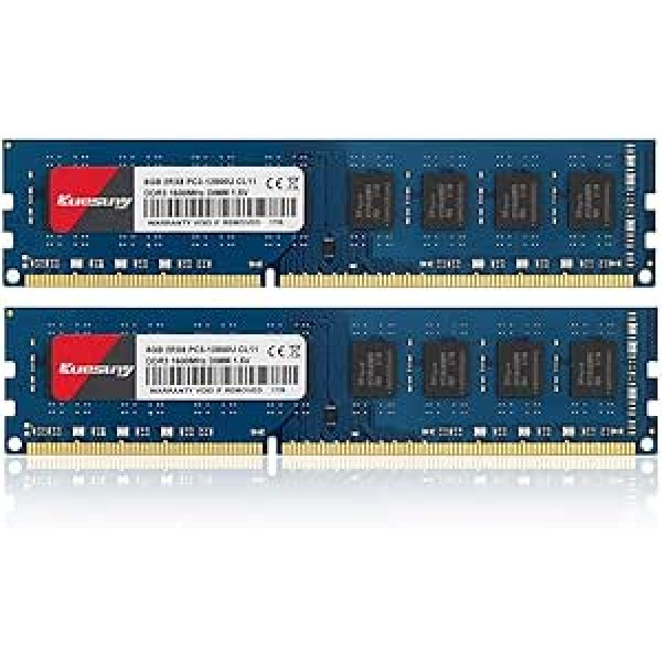 Kuesuny 16 GB Kit (2 x 8 GB) DDR3 1600 MHz Udimm Ram PC3-12800 PC3-12800U 1.5V CL11 240 Pin 2RX8 Dual Rank Non-ECC Unbuffered Desktop Computer Memory RAM Module Upgrade