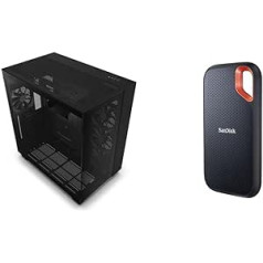 NZXT H9 Flow - CM-H91FB-01- Dual-Chamber ATX Mid-Tower PC Gaming Case & SanDisk Extreme Portable SSD 2TB