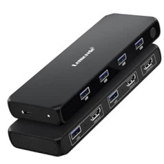 HDMI KVM slēdzis, Lemorele 4K @ 30 Hz KVM slēdzis 2 dators 1 monitors, 4 USB 3.0 HDMI slēdži 2 datora daļām Tastatūra, pele un HD monitors, 2 x 1 m USB A 3.0 kabeļi ir iekļauti