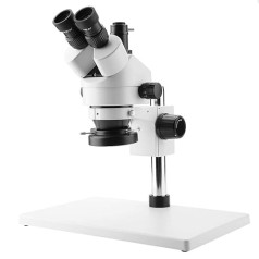 3.5X-90X Trinocular Stereo Zoom Microscope WF10X / 20 mm Eyepieces 100-240 V with LED Ring, 30-165 mm Working Distance, 45° Binocular Tilt Angle (EU Plug)