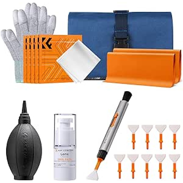 K&F Concept Cleaning Set for Lens and Lens Cleaning (Includes Lens Pen, Bellows, Microfibre Cloth, Glove, Microfibre Swab, Carry Bag)