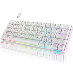 Balta bezvadu mehāniskā tastatūra, Bluetooth bezvadu tastatūra, bezvadu spēļu tastatūra, LED fona apgaismojums, programmējama RGB spēļu tastatūra, piemērota klēpjdatoriem, Macbook datoriem, personālajam datoram, PS4