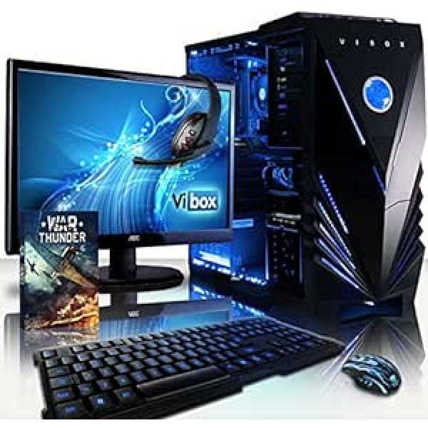 VIBOX Sharp Shooter Pack 7S spēļu centrālais bloks 21,5 Zoll (54,61 cm) Neon Blau (AMD Athlon 64 FX, 8 GB RAM, 1 TB, Nvidia GeForce GTX 750)