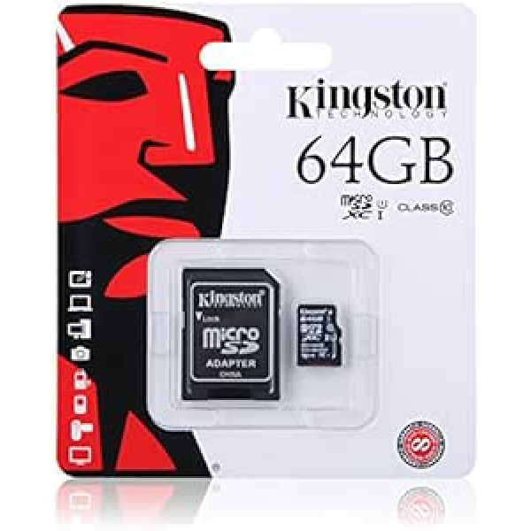 Oriģinālā Kingston microSD SDHC atmiņas karte 64 GB priekš Samsung Galaxy A3 2016 A310 °F