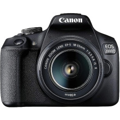 Canon EOS 2000D spoguļkameras akumulatoru komplekts (24,1 MP, DIGIC 4+, 7,5 cm (3,0 collas) LCD, displejs, Full HD, WiFi, APS-C CMOS sensors) EF-S 18–55 mm ir II F3,5–5,6 ir II + akumulators LP-E10, melns