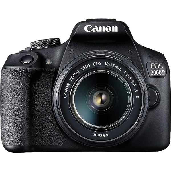 Canon EOS 2000D spoguļkameras akumulatoru komplekts (24,1 MP, DIGIC 4+, 7,5 cm (3,0 collas) LCD, displejs, Full HD, WiFi, APS-C CMOS sensors) EF-S 18–55 mm ir II F3,5–5,6 ir II + akumulators LP-E10, melns