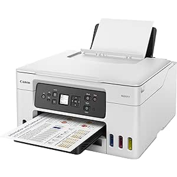 Canon MAXIFY GX3050 MegaTank Multifunkcionsdrucker 3in1 (Tintenstrahl, Druck, Kopie, Scan, A4, WLAN, 3,4cm LCD, Duplex, niedrige Seitenkosten, hohe Reichweite, Gerder Papiereinzug für Karton) weiß