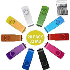 20 Stück USB Stick 32MB Uflatek Speicherstick Rotate Metall Mehrfarbig Tragbar USB 2.0 Flash Drive Pack 32 MB Kleine Kapazität Pendrives by Uflatek