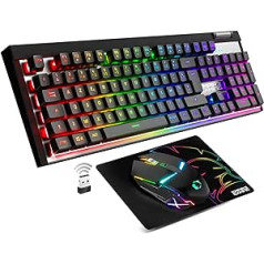 Empire Gaming — Pack Armor RF358 Sans Fil — Clavier Gaming Wireless 2,4 GHz AZERTY (Izkārtojums Français) RGB — Souris Gamer Sans Fil 2400 DPI — Tapis de Souris — PC PS4 PS5 Xbox One/sērija