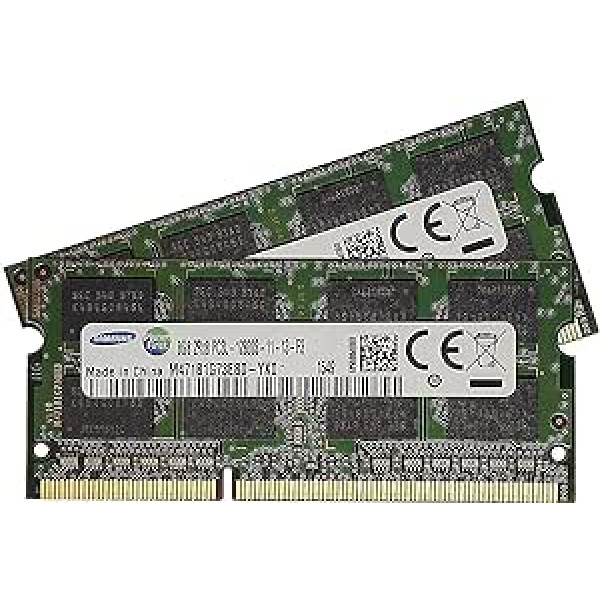 Samsung 16 GB (2 x 8 GB) 204 kontaktu SODIMM, DDR3 PC3L-12800, 1600 MHz RAM atmiņas modulis klēpjdatoriem (M471B1G73EB0-YK0 x 2)