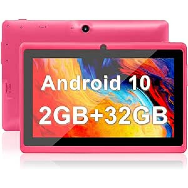 Haehne Tablet 7 collas, operētājsistēma Android 10 GO, planšetdators, četrkodolu procesors, 2 GB RAM + 32 GB ROM, 1024 x 600 HD IPS, WiFi, 2500 mAh, Bluetooth, rozā