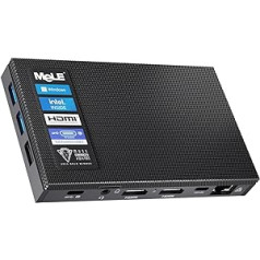 MeLE Quieter4C bez ventilatora mini dators 12. paaudzes Alder Lake N100 (līdz 3.4GHz, 4C/4T) 8GB LPDDR4x 128GB Galda mazs dators Win 11 Pro 4K trīskāršs displejs Dual HDMI WiFi 5 BT5.1 Ethernet