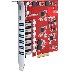 Inateck RedComet U22 PCIe uz USB 3.2 Gen 2 paplašināšanas karte, 6 USB Type-A un 2 USB Type-C porti, 16 Gbps, sarkans