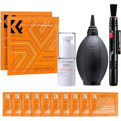 K&F Concept Camera Cleaning Kit for Lens and Lens Cleaning for Photo Tour (Including Lens Spen, Bellows, Microfibre Cloth, Wet Wipes & Liquid Cleaner)