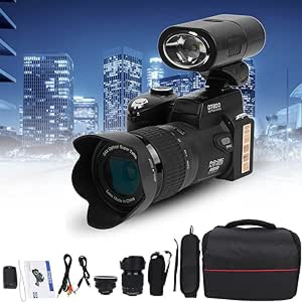 BigKing digitālā kamera D7200 33MP digitālā kamera DSLR 0,5X platleņķa objektīvs + 24x telefoto objektīvs + LED gaisma