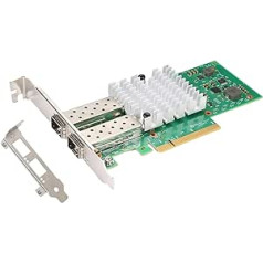 QSFPTEK 10G Ethernet tīkla karte, 10Gb divu SFP+ portu PCI-E servera tīkla karte ar Intel 82599EN mikroshēmu priekš Intel X520-DA2, PCIe 2.0 x 8, LAN NIC kartes atbalsts operētājsistēmai Windows 7/8/10/Linux/Vmware