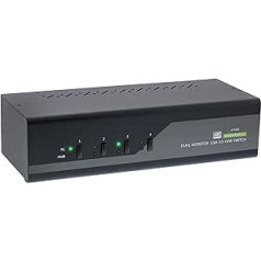 InLine 63654I KVM darbvirsmas slēdzis, 4 virzienu, divu monitoru DisplayPort 1.2, 4K, USB 3.0, audio