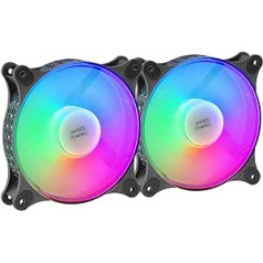 Mars Gaming MFDUO Kit 2 Fans FRGB Rainbow 360° Ultra Quiet Dual Connection 3PIN + 4PIN Black