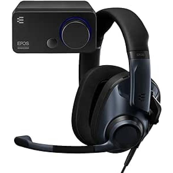 EPOS H6Pro slēgts + GSX 300 komplekts — PC, Mac, spēļu DAC/ārēja USB skaņas karte ar 7.1 telpisko skaņu, augstas izšķirtspējas audio EQ iestatījumi spēlēm, spēļu skaņas karte, melna