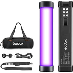 Godox WT25R 20W RGBWW niršanas caurules apgaismojums, IP68/40 m ūdensizturīgs LED video gaisma ar uzlādējamu akumulatoru, CRI 96+ TLCl 96+, CCT 1800K-10000K, 37 FX režīmi, HSI 36000 krāsas, Bluetooth lietotņu vadība (9.