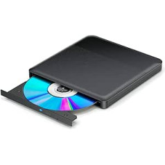 Ārējais CD diskdzinis, ārējais DVD diskdzinis, DVD diskdzinis, optiskais diskdzinis, USB 3.0 un C tipa portatīvais CD/DVD/ROM ierakstītājs, piemērots klēpjdatoram/galddatoram/Windows 10/8/7 (stabils, ātrdarbīgs, kluss)