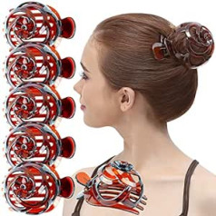 Rc Roche Ornament RC ROCHE Pack of 6 Octopus Bun Hair Clip Matu Spraude Stingri Notur Matu Spīles Neslīdoši Sievietēm Biezi Mati Apaļi, Lieli Brūni