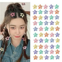 Auony 50 Pieces Silver Metal Hair Clips Star Hair Clips Hair Accessories with Transparent Bag for Women and Girls (Colorful)