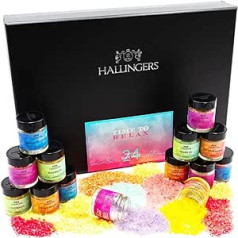 Hallingers Genuss Manufaktur Hallingers Set of 24 Bath Salt Advent Calendar with Dead Sea Salts (840 g) – Women’s Pampering Program – Xmas (Deluxe Box) – Christmas Advent Calendar – Parent