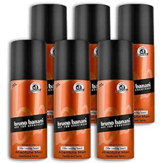 Bruno Banani 6 x Bruno Banani Absolute Man Deodorant Spray Masculine Fragrance for Men 150 ml for Him