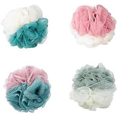 Yongbest Sponge Shower Sponges, 4 Pieces Bath Shower Ball Shower Sponge Body Loofah for Women Men Clean Skin Multicoloured