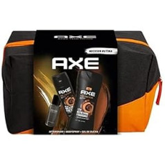 AXE Wash Bag for Men, Dark Temptation BodySpray Deodorant 150ml + Aftershave 100ml + Shower Gel 250ml