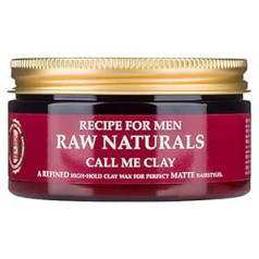 Recipe For Men Raw Naturals Recepte vīriešiem Raw Naturals Call Me Clay Men Frizūra Spēcīga un elastīga noturība un daļēji matēta apdare 100 ml