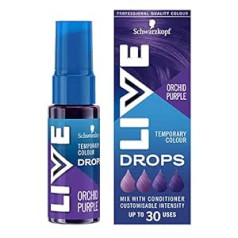 Schwarzkopf Live Color Drops vegāna daļēji noturīga purpura matu krāsa, 2 līdz 12 mazgāšanas reizes, izturīgs, Orchid Purple, 30 ml