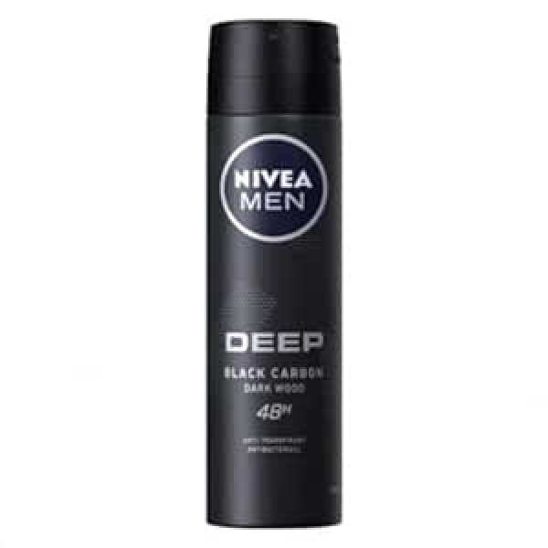 Nivea Men Dezodorants Spray Deep Black Carbon Dark Wood pretsviedru līdzeklis 150 ml Iepakojumā 6