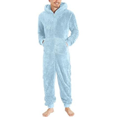 DondPO Jumpsuit Men's Cuddly Fluffy Fleece Flannel Oversize Jumpsuit Pajamas Funny Stitch Cuddly Winter Pajamas Cozy One-Piece Men's Warm Long Costumes Full Body Suit