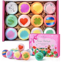 Aofmee Bath Bombs, Aofmee Bath Bombs for Women, 12 Pieces Bath Bombs Gift Set, Relaxation Gift for Girlfriend, Mother, Children, Spa Bath Additive for Advent Calendar, Christmas, Valentine's Greeting,