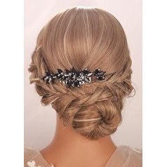 Kercisbeauty Black Rhinestone Hair Comb Vintage Sieviešu Meiteņu Īpaši Notikumi Melnu Matu Aksesuāri