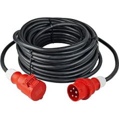 as - Schwabe Strong Storm Extension - 400 V / 32 A CEE Plug & CEE Coupling - IP44 - 50 m pagarinātājs 5-pin ar aizsargvāciņu - IP44 - Ražots Vācijā - Melns I 61026