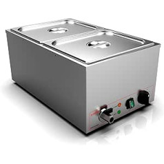 Valgus Edelstahl Bain Marie Speisewärmer 2 Sektionen 20L Buffet Professionell Edelstahl Dampftisch mit Deckel und Hahn für Zuhause und Restaurants