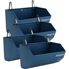 Altrapow Goat Feeder with Clips and Nylon Tie Wraps, Hanging Fence Feeder for Sheep, Duck, Turkey and Dogs, Chicken Feeder and Water Dispenser for Livestock, Blue, 4 Pack