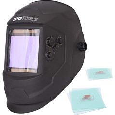IPOTOOLS LY800H Automatic Welding Helmet - 4 High-Quality Sensors, Extra Large Field of View (100 × 93 mm) Fully Adjustable Solar Welding Helmet for All Welding Applications with Protection Levels DIN 4/5-9/9-13