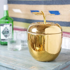 Talking Tables Gold Apple Ice Bucket with Lid Premium Drinks Trolley Accessories for Bar Elegant Stainless Steel Wine Bottle Cooler Elegant Party Decoration for Table