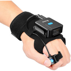 Eyoyo valkājams cimdu QR koda skeneris, 1D 2D pirkstu gredzena Bluetooth svītrkoda skeneris, valkājams kreisajā un labajā rokā, pārnēsājams bezvadu grāmatu inventāra svītrkodu lasītājs, saderīgs ar iPhone iPad Android