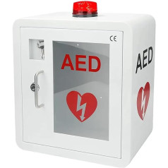 AED-Defibrillator-Aufbewahrungsschrank, an der Wand montierter Herz-Erste-Hilfe-Defibrillations-Alarmkasten mit Schlüssel und Alarm, Design mit abgerundeten Ecken, passend für die meisten AED-Modelle