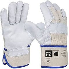 PRO FIT Premium Work Gloves ODIN Pack of 12 - Cowhide Leather Gloves, Professional Forestry Gloves, Protective Gloves with Canvas Cuff - Natural, Size 12