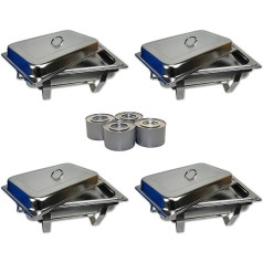 Set of 4 Stainless Steel Food Warmer Warming Chafing Dish