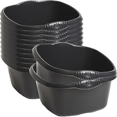 12 x Bowl Set Black - 9 Litres - 32 x 32 cm - Square - Washing Bowl Set Washing Bowl Set Water Bowl Set - Food Safe - Plastic Sink